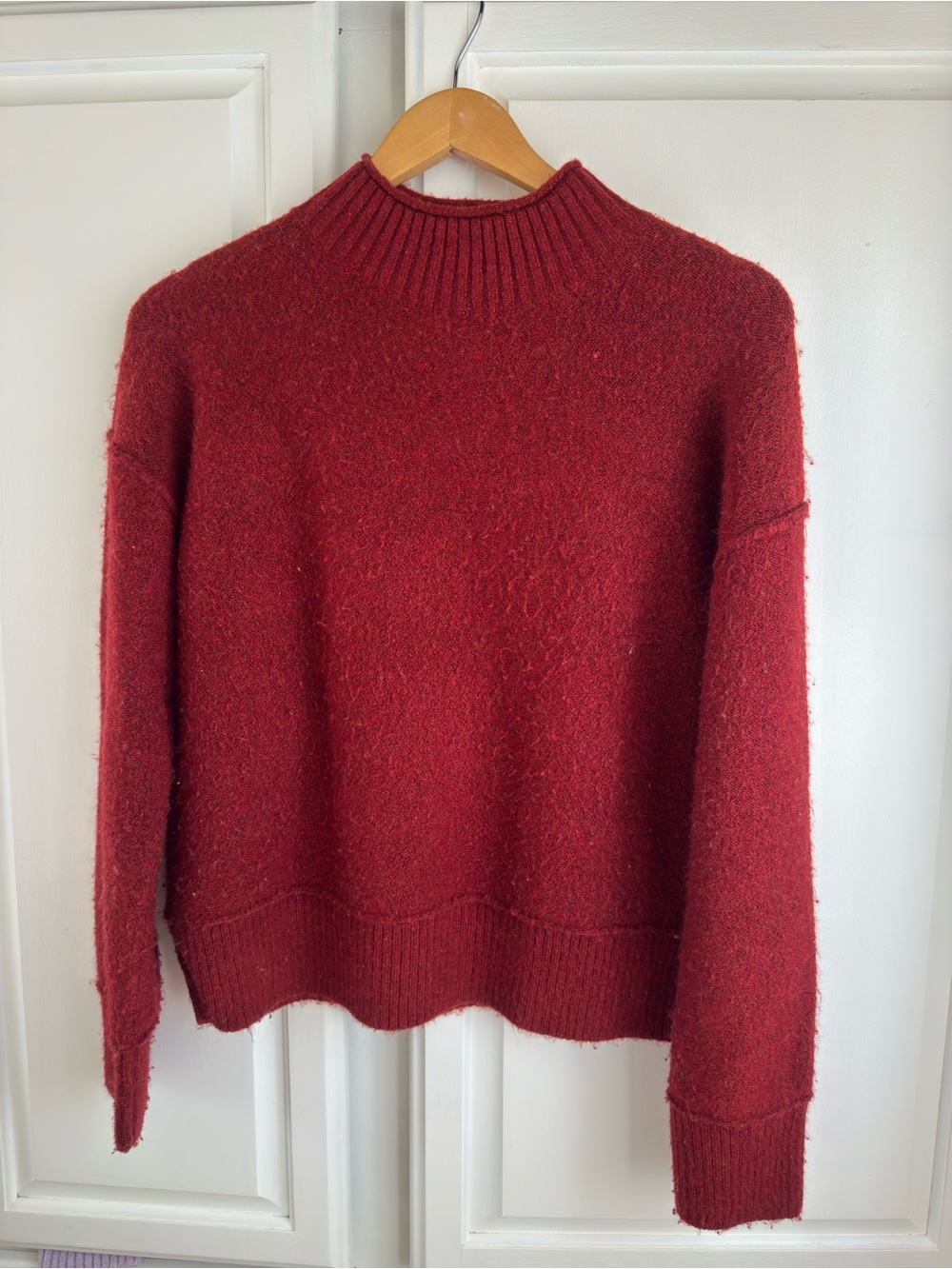 Cozy Red Women's Mock Neck Sweater